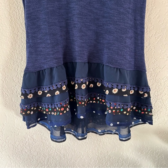 Anthropologie navy blue tiered sleeveless blouse womens size medium - Picture 5 of 7